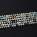 Natural round gemstone beads in amazonite blue and tan colors for DIY jewelry making - Amazonite / 4mm (approximately 90 Beads) 38cm Long
