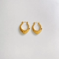 Minimalist U-shaped hollow hoop earrings in polished gold plating on white texture - U-Shaped Pointed Style (DEK1807)