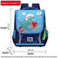Blue kids space backpack with cartoon dinosaur rocket print and astronaut theme - Large (Suitable for Grades 1-3) / Sky Blue