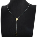 Collana lunga bohémien in acciaio al titanio con perline blu e pendente a croce dorata - Blu (KN226273-HDJ)