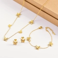 Parure bijoux papillon dorée avec collier bracelet et boucles d'oreilles en nacre - Set de 3 pièces