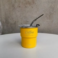Portable yellow 304 stainless steel coffee mug with metal straw and clear lid - Cup + Lid + Straw / Yellow