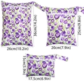 Three-piece purple tulip print waterproof baby diaper wet bags in various sizes - BF115 Purple Tulip