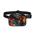 Waterproof nylon belt bag featuring colorful abstract print and adjustable black strap - Floral Print