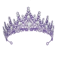 Elegante corona da sposa viola con strass a goccia su base in lega d'argento - Viola