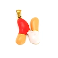 18k gold plated stainless steel letter N pendant with red and orange enamel inlay - Sp640g-n (single Pendant)