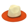 Cappello di paglia bicolore con corona crema e tesa arancione per protezione solare - M (56-58cm) / Arancione & Crema
