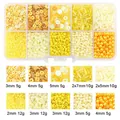 DIY jewelry making kit featuring assorted round beads, tube beads, and imitation pearls - Yellow/Orange Series Seed Beads Box