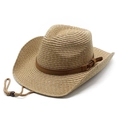 Detail eines Panama-Strohhuts mit Lederband, Goldpailletten und verstellbarer Kordel - Khaki 02 (Pailletten Quaste Stil)