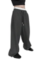 Detail of dark grey drawstring waist on loose-fit joggers with soft cotton texture - Dark Gray