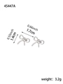 Detailed size view of silver bow earrings measuring 1.7cm wide with 45447A product code - Silver Line Bowknot