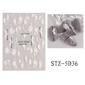 5D embossed white flower nail stickers STZ-5D36 featuring elegant 3D floral vine patterns - STZ-5D36 Vine Line