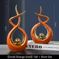 Abstract ceramic art sculptures in vibrant orange and gold for modern home decor - Morning Song Style Orange Gold Set - Small
