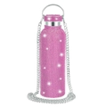 Pink rhinestone-studded stainless steel insulated bottle with silver metal chain strap - Rose Red / 350ml (12oz) With Aluminum Chain