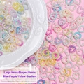 Gradient color heart-shaped ABS pearl beads for DIY hair accessories and jewelry making - Large Heart Pendant / Gradient Blue Purple Yellow