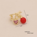 Ear cuff ciliegia dorata e cuore rosa con perline rosse e struttura in rame lucido - Stile Ciliegia Cuore (3# Ciliegia Singola)