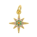 Ciondolo a stella ottagonale dorata con pietre preziose colorate per gioielli fai-da-te - Stella Ottagonale - Oro/Arcobaleno