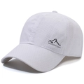 White breathable baseball cap with laser-cut ventilation holes and side mountain logo - White