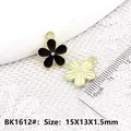 Black enamel tulip flower charm with gold metal edges for DIY jewelry making 15x13mm - 15X13X1.5mm / Black Flower (BK1612#)