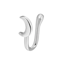 Silver crescent moon non-pierced copper nose clip with smooth polished metallic finish - Crescent Moon Style (G-254) / Silver