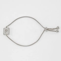 Adjustable silver titanium steel box chain bracelet featuring a frosted letter P pendant - Letter P / Steel