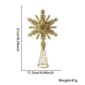Cime de sapin de Noël flocon doré avec paillettes, base à ressort et dimensions précises - Flocon de Neige Multicouche / Doré