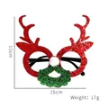 Christmas reindeer antler glasses with red sequins and green glitter for party fun - Large Antler Green Beard
