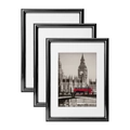 Set di 3 cornici per foto nere moderne in PVC con passepartout bianco per foto da 10 pollici - 6 Pollici / Nero