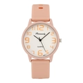 Pink jelly silicone sports watch for women with quartz movement and round numeric dial - Nude