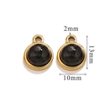Coppia di ciondoli tondi da 10mm in pietra nera naturale con bordo dorato per gioielli DIY - Piccolo (13mm x 10mm) / Ossidiana