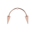 Rose gold smiley piercing with curved barbell and cone spikes for vampire fangs - Tiger Tooth Spike / Rose Gold