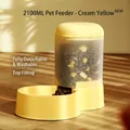 Cream yellow automatic gravity pet feeder with 2100ML capacity and translucent bin - 2100ML Feeder / Creamy Yellow