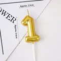 Golden number 1 birthday candle for cake decoration with plastic holder stand - Golden Number 1