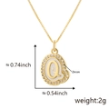 Collana con lettera Q dorata, smalto bianco, bordo in zirconi e dimensioni - Q Oro Ciondolo Solo (Senza Catena)