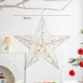 Stella di Natale a LED 40cm in filo d'argento per decorazioni natalizie da appendere - 40cm Stile con Perline / Argento