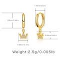 Gold crown pendant huggie hoop earrings with micro-set cubic zirconia accents - Crown