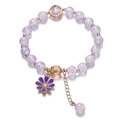 Kids purple cracked crystal daisy bracelet with gold beads and adjustable chain - Daisy Style 1 / Light Purple