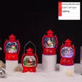 Red Christmas lantern crystal ball with Santa and LED light, size 8.5x7.3x13cm - Bright Red Christmas Lantern Style (2249)