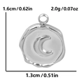 Detail view of crescent moon pendant showing size 1.6cm and weight 2.0g specifications - Silver Moon