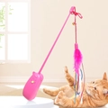 Rosa interaktive Katzenangel mit Federglocke und flexiblem Stab für Hauskatzen - Rosa