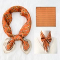 Classic orange square silk scarf with equestrian stirrup and chain patterns - 70*70cm / Orange Stirrup Chain (22)