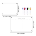 Close-up of magnetic acrylic weekly planner boards with six colorful markers and dimensions - TYU082 Blank + Weekly Planner Set (With 6 Pens)