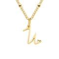Gold-plated stainless steel bead chain necklace with letter u heart pendant charm - Letter U / Gold