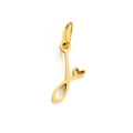 Gold plated stainless steel letter J pendant with small heart detail on white background - Letter J / Gold