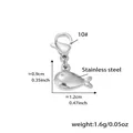 Ciondolo a delfino in argento acciaio inox con zircone 5A, 1,2 cm e chiusura a moschettone - Ciondoli Pesciolino Colore Acciaio (2 pezzi)