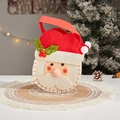 Sac cadeau Père Noël en feutre avec décor de houx et poignées solides pour Noël - J-8 Père Noël Dessin Animé à Fond Rond