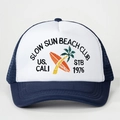 Blue and white embroidered mesh trucker hat with SLOW SUN BEACH CLUB vintage logo - One Size / Navy Blue