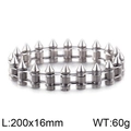 Bracciale punk rock con borchie in acciaio al titanio argento lucido, 200x16mm, 60g - 16mm Color Acciaio (KB100105-K)