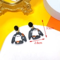 Halloween ghost pattern black polymer clay earrings with dimensions 3.5cm by 2.8cm - Black Sweater Ghost