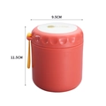 Coral red 304 stainless steel breakfast cup with white lid and yellow spoon - 400ml / 400ml Litan Stainless Steel Red